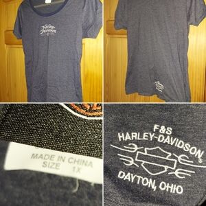 Harley-Davidson Navy Graphic Tee F&S Harley Dayton Ohio Size 1X